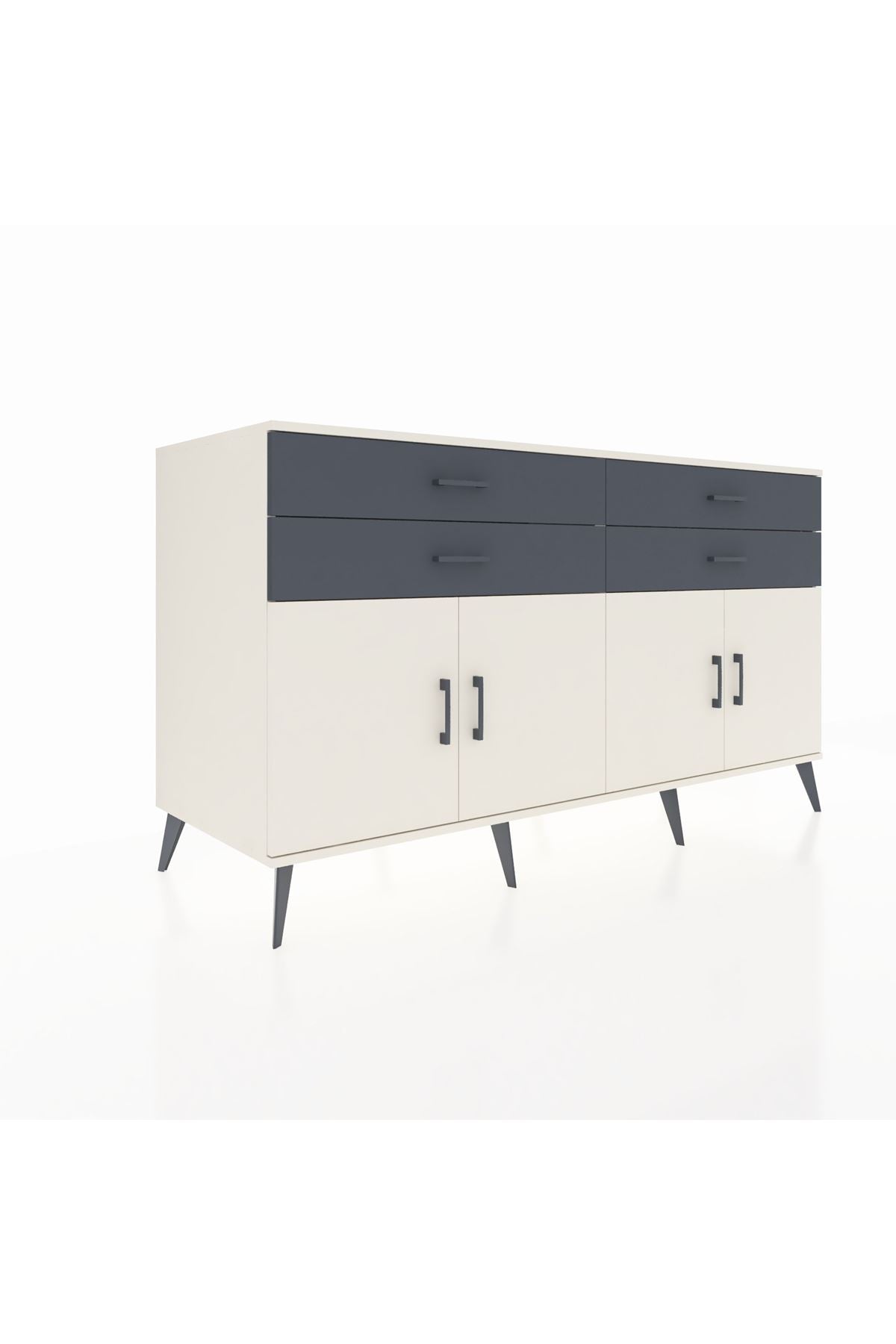 Kronos Konsol 2 Raflı 4 Çekmeceli 8 Kapaklı 176x59x99 Aytaşı-Aytaşı/Antrasit