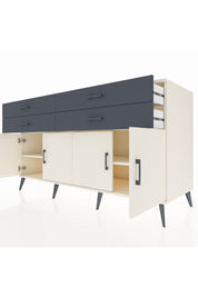 Kronos Konsol 2 Raflı 4 Çekmeceli 8 Kapaklı 176x59x99 Aytaşı-Aytaşı/Antrasit