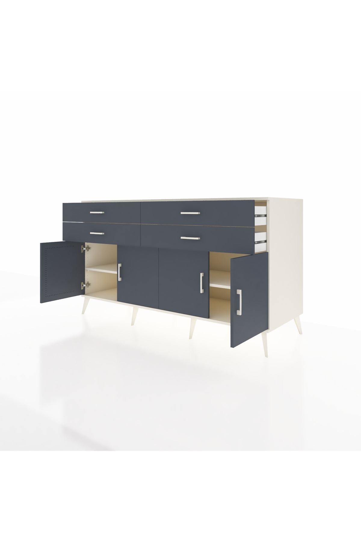 Kronos Konsol 2 Raflı 4 Çekmeceli 8 Kapaklı 176x59x99 Aytaşı-Antrasit