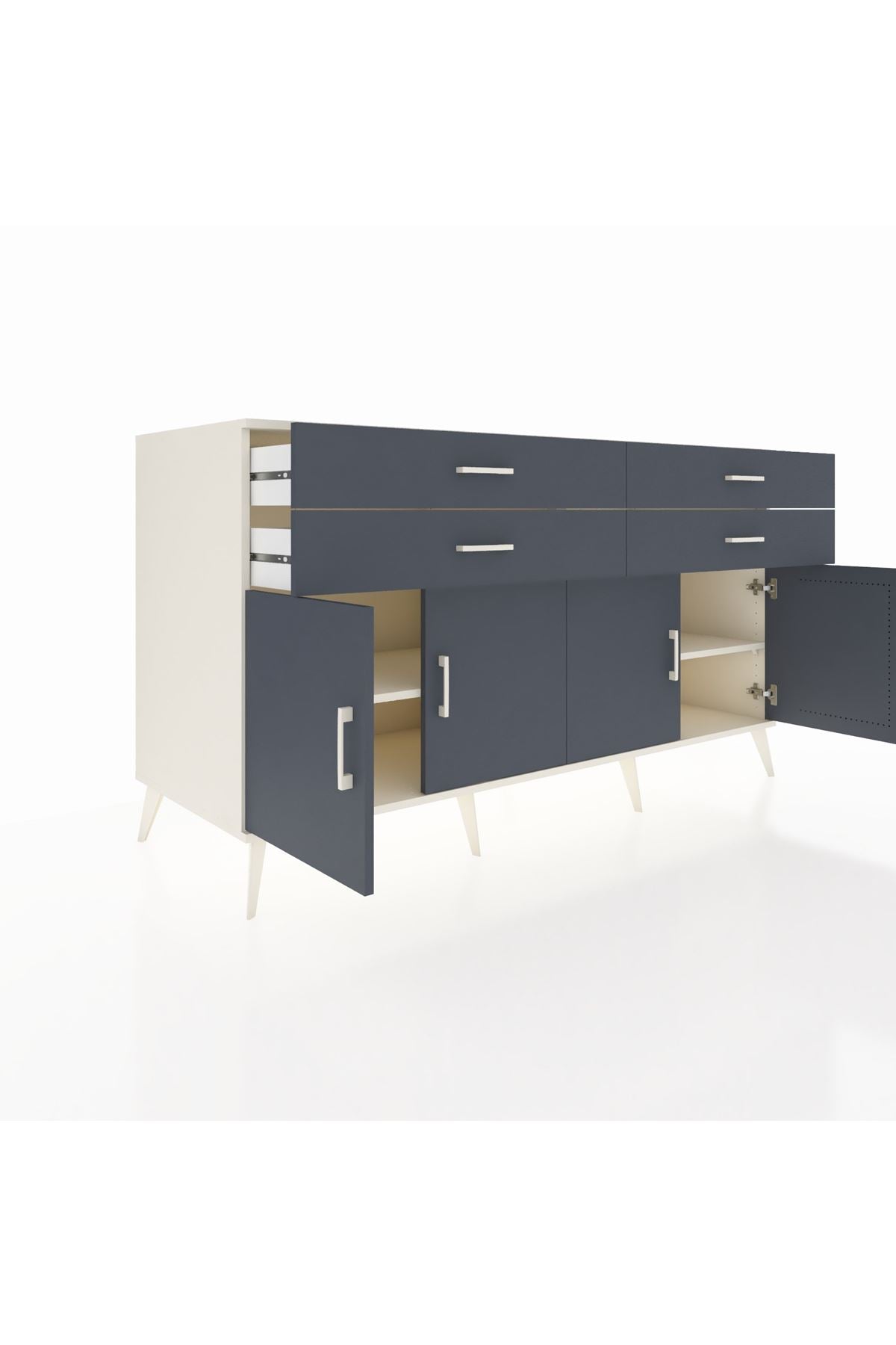 Kronos Konsol 2 Raflı 4 Çekmeceli 8 Kapaklı 176x59x99 Aytaşı-Antrasit