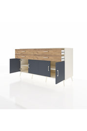 Kronos Konsol 2 Raflı 4 Çekmeceli 8 Kapaklı 176x59x99 Aytaşı-Antrasit/Çam