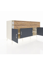 Kronos Konsol 2 Raflı 4 Çekmeceli 8 Kapaklı 176x59x99 Aytaşı-Antrasit/Çam