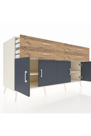 Kronos Konsol 2 Raflı 4 Çekmeceli 8 Kapaklı 176x59x99 Aytaşı-Antrasit/Çam