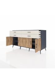 Kronos Konsol 2 Raflı 4 Çekmeceli 8 Kapaklı 176x59x99 Antrasit-Çam/Aytaşı