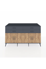 Kronos Konsol 2 Raflı 4 Çekmeceli 8 Kapaklı 176x59x99 Antrasit-Çam/Antrasit