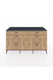 Kronos Konsol 2 Raflı 4 Çekmeceli 8 Kapaklı 176x59x99 Antrasit-Çam