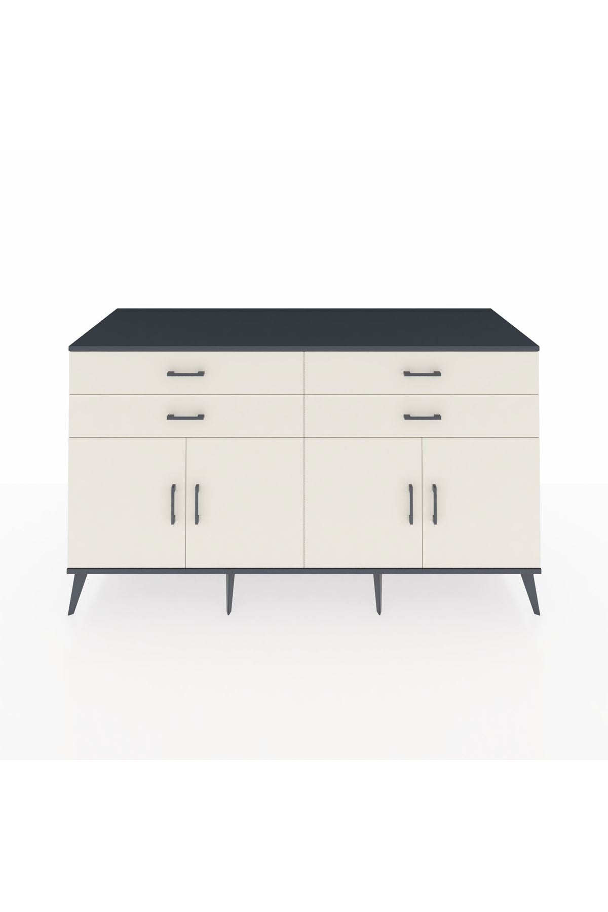 Kronos Konsol 2 Raflı 4 Çekmeceli 8 Kapaklı 176x59x99 Antrasit-Aytaşı