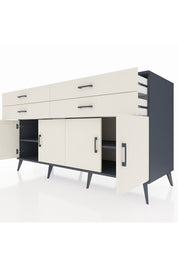 Kronos Konsol 2 Raflı 4 Çekmeceli 8 Kapaklı 176x59x99 Antrasit-Aytaşı