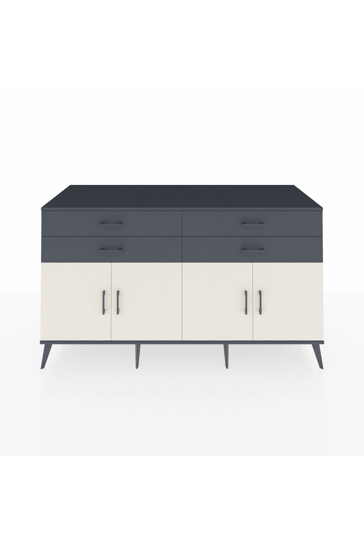 Kronos Konsol 2 Raflı 4 Çekmeceli 8 Kapaklı 176x59x99 Antrasit-Aytaşı/Antrasit