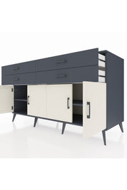 Kronos Konsol 2 Raflı 4 Çekmeceli 8 Kapaklı 176x59x99 Antrasit-Aytaşı/Antrasit