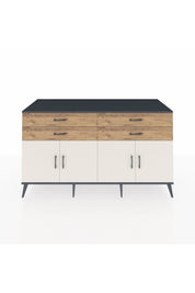 Kronos Konsol 2 Raflı 4 Çekmeceli 8 Kapaklı 176x59x99 Antrasit-Aytaşı/Çam