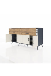 Kronos Konsol 2 Raflı 4 Çekmeceli 8 Kapaklı 176x59x99 Antrasit-Aytaşı/Çam