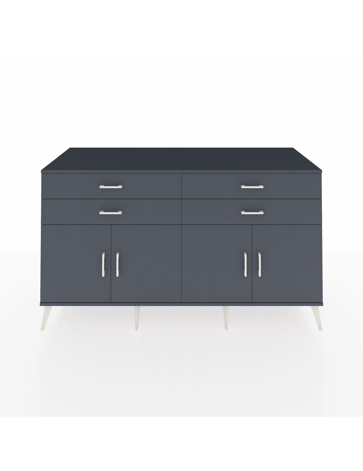 Kronos Konsol 2 Raflı 4 Çekmeceli 8 Kapaklı 176x59x99 Antrasit-Antrasit