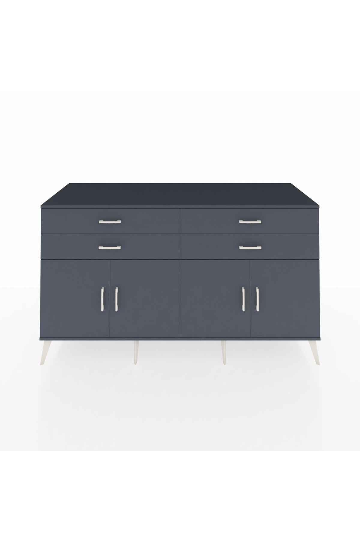 Kronos Konsol 2 Raflı 4 Çekmeceli 8 Kapaklı 176x59x99 Antrasit-Antrasit