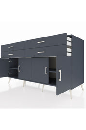 Kronos Konsol 2 Raflı 4 Çekmeceli 8 Kapaklı 176x59x99 Antrasit-Antrasit