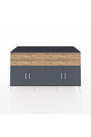 Kronos Konsol 2 Raflı 4 Çekmeceli 8 Kapaklı 176x59x99 Antrasit-Antrasit/Çam