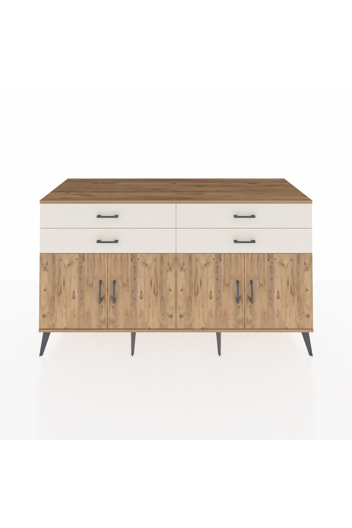 Kronos Konsol 2 Raflı 4 Çekmeceli 8 Kapaklı 176x59x99 Çam-Çam/Aytaşı