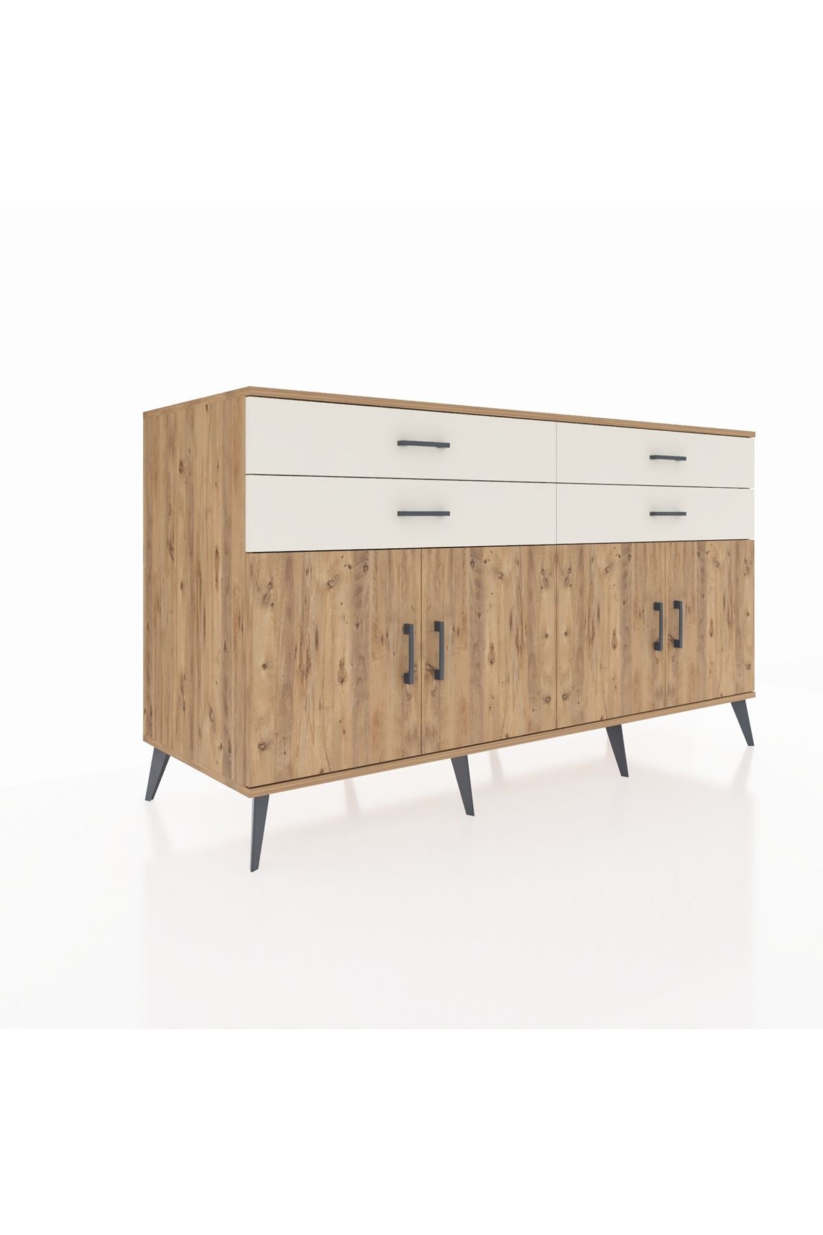 Kronos Konsol 2 Raflı 4 Çekmeceli 8 Kapaklı 176x59x99 Çam-Çam/Aytaşı