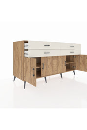 Kronos Konsol 2 Raflı 4 Çekmeceli 8 Kapaklı 176x59x99 Çam-Çam/Aytaşı