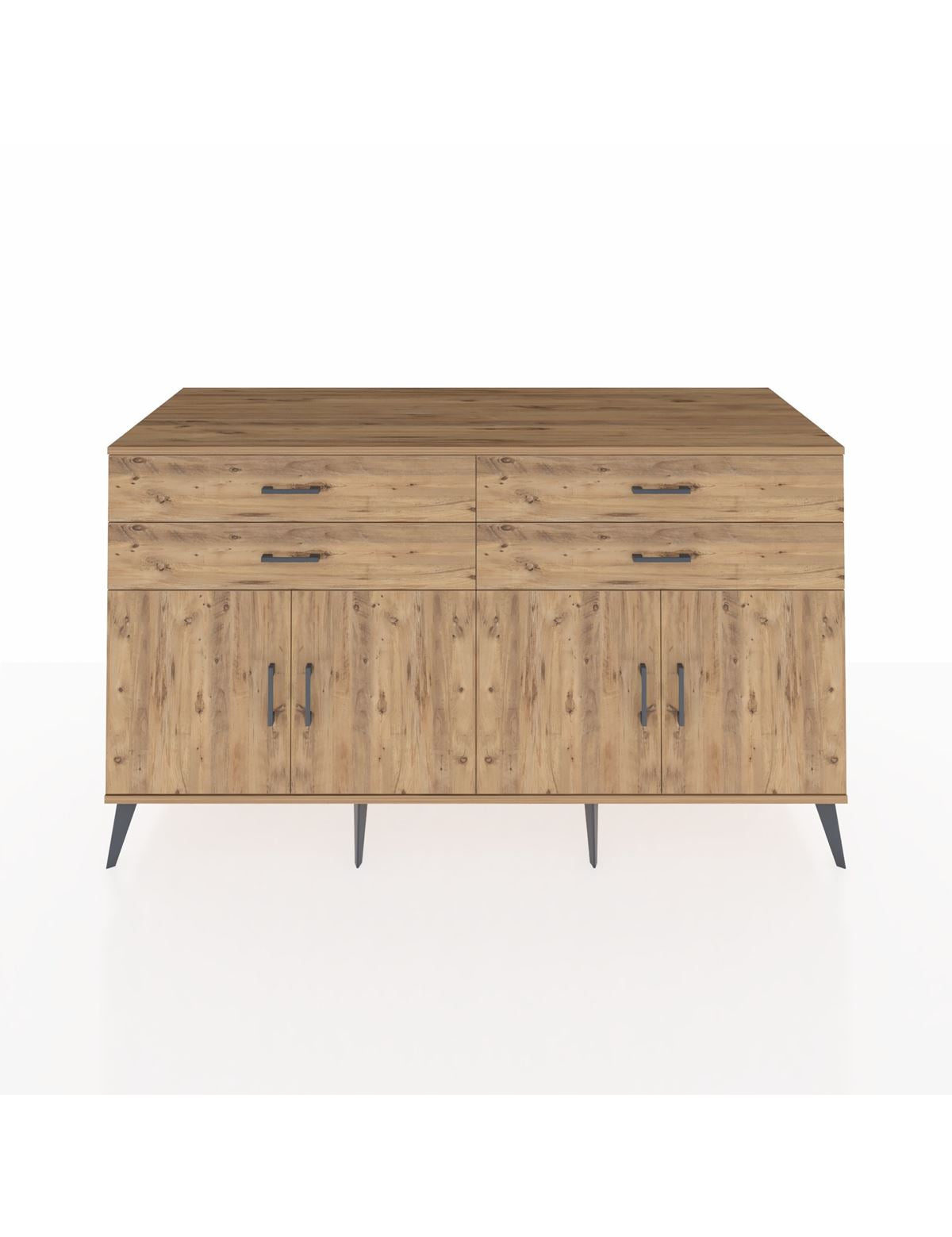 Kronos Konsol 2 Raflı 4 Çekmeceli 8 Kapaklı 176x59x99 Çam-Çam