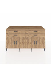 Kronos Konsol 2 Raflı 4 Çekmeceli 8 Kapaklı 176x59x99 Çam-Çam