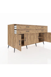 Kronos Konsol 2 Raflı 4 Çekmeceli 8 Kapaklı 176x59x99 Çam-Çam