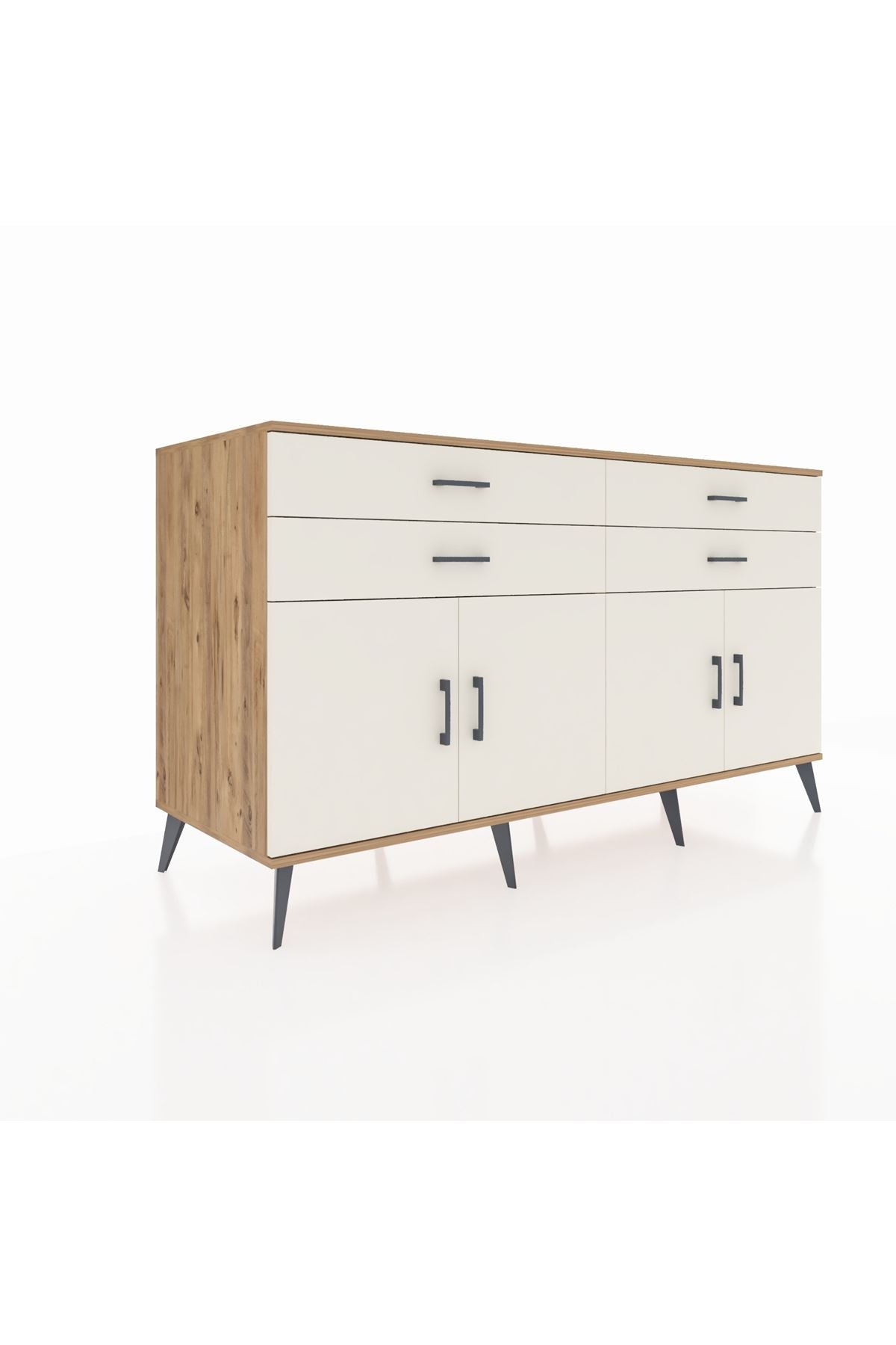 Kronos Konsol 2 Raflı 4 Çekmeceli 8 Kapaklı 176x59x99 Çam-Aytaşı