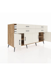 Kronos Konsol 2 Raflı 4 Çekmeceli 8 Kapaklı 176x59x99 Çam-Aytaşı