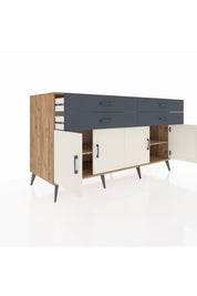 Kronos Konsol 2 Raflı 4 Çekmeceli 8 Kapaklı 176x59x99 Çam-Aytaşı/Antrasit