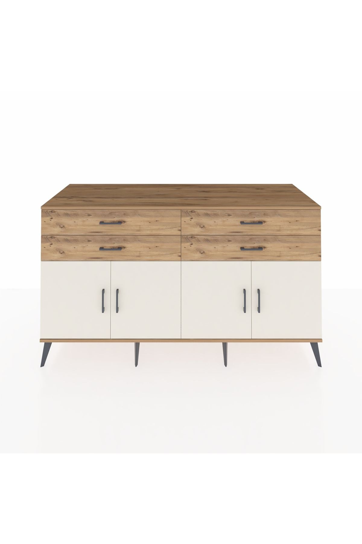 Kronos Konsol 2 Raflı 4 Çekmeceli 8 Kapaklı 176x59x99 Çam-Aytaşı/Çam