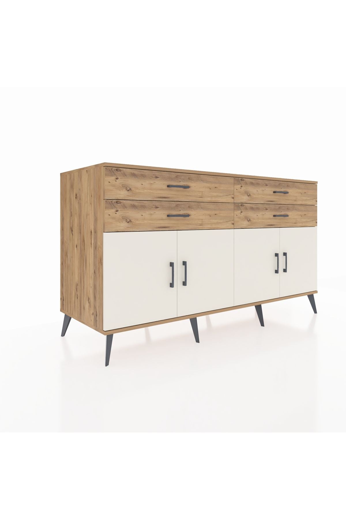 Kronos Konsol 2 Raflı 4 Çekmeceli 8 Kapaklı 176x59x99 Çam-Aytaşı/Çam