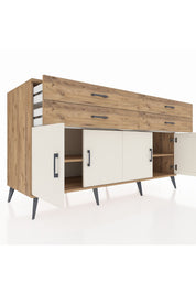 Kronos Konsol 2 Raflı 4 Çekmeceli 8 Kapaklı 176x59x99 Çam-Aytaşı/Çam