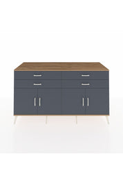 Kronos Konsol 2 Raflı 4 Çekmeceli 8 Kapaklı 176x59x99 Çam-Antrasit