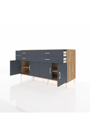 Kronos Konsol 2 Raflı 4 Çekmeceli 8 Kapaklı 176x59x99 Çam-Antrasit