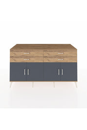 Kronos Konsol 2 Raflı 4 Çekmeceli 8 Kapaklı 176x59x99 Çam-Antrasit/Çam