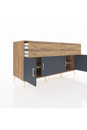 Kronos Konsol 2 Raflı 4 Çekmeceli 8 Kapaklı 176x59x99 Çam-Antrasit/Çam