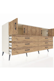 Kronos Konsol 2 Raflı 6 Çekmeceli 4 Kapaklı 176x59x99 Aytaşı-Çam