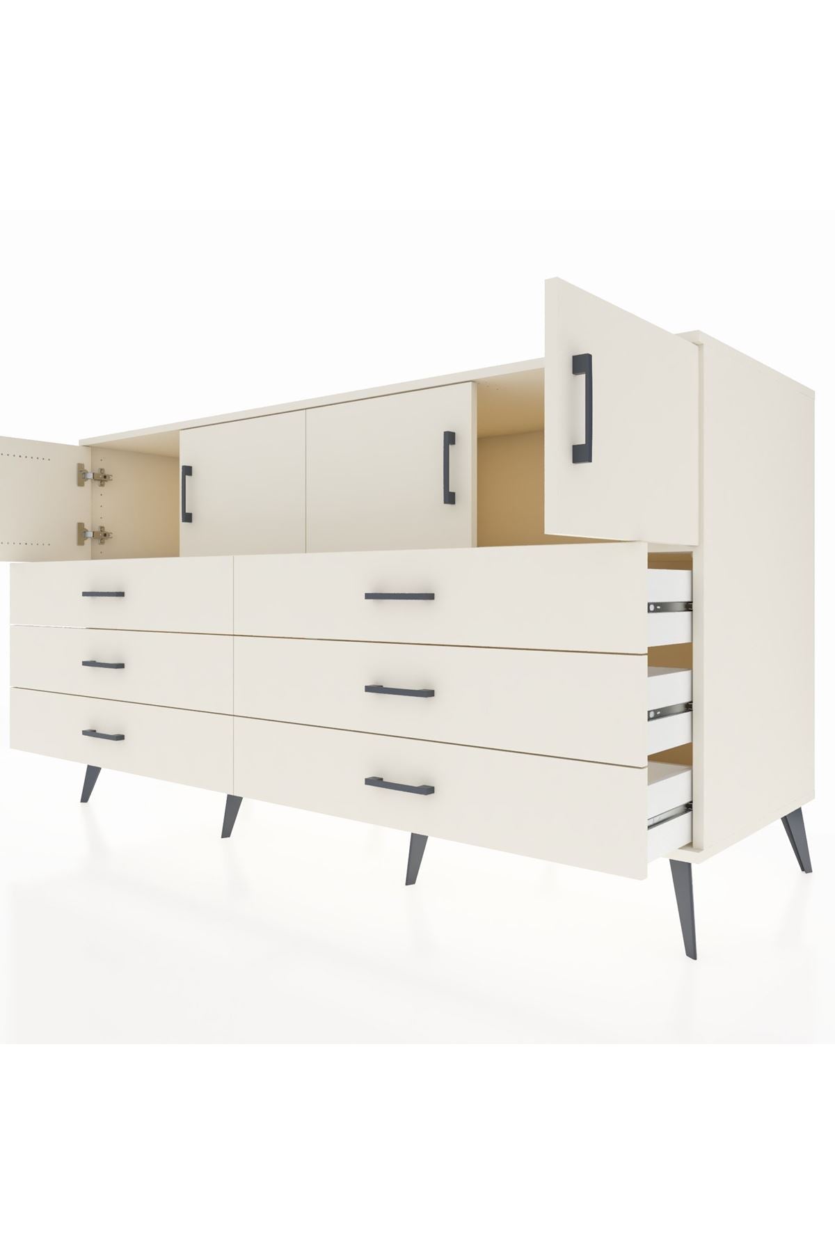 Kronos Konsol 2 Raflı 6 Çekmeceli 4 Kapaklı 176x59x99 Aytaşı-Aytaşı