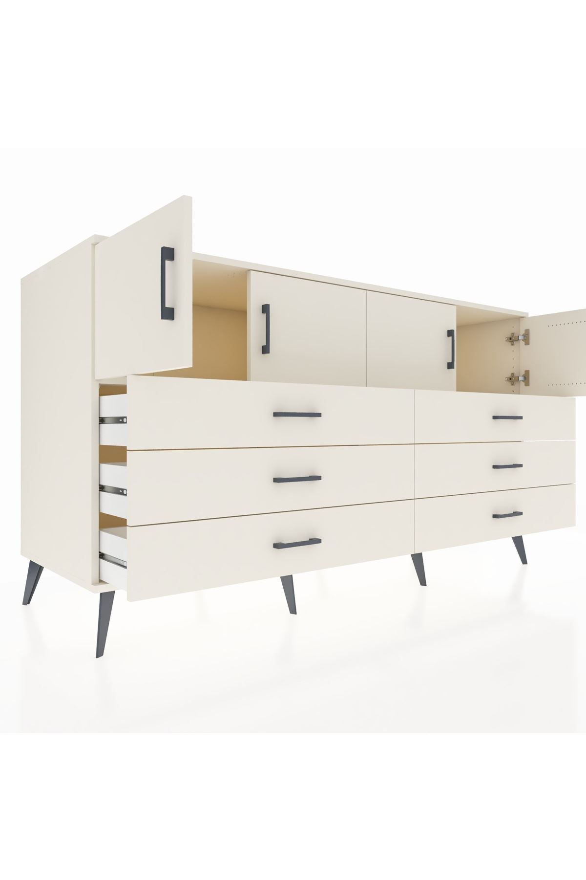 Kronos Konsol 2 Raflı 6 Çekmeceli 4 Kapaklı 176x59x99 Aytaşı-Aytaşı