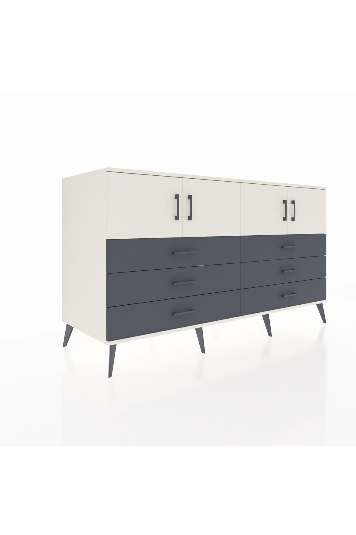 Kronos Konsol 2 Raflı 6 Çekmeceli 4 Kapaklı 176x59x99 Aytaşı-Aytaşı/Antrasit