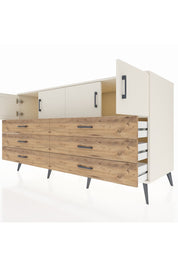 Kronos Konsol 2 Raflı 6 Çekmeceli 4 Kapaklı 176x59x99 Aytaşı-Aytaşı/Çam