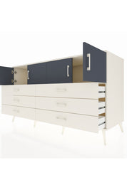 Kronos Konsol 2 Raflı 6 Çekmeceli 4 Kapaklı 176x59x99 Aytaşı-Antrasit/Aytaşı