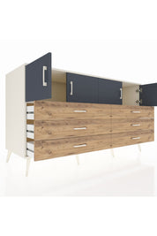 Kronos Konsol 2 Raflı 6 Çekmeceli 4 Kapaklı 176x59x99 Aytaşı-Antrasit/Çam