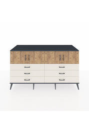 Kronos Konsol 2 Raflı 6 Çekmeceli 4 Kapaklı 176x59x99 Antrasit-Çam/Aytaşı