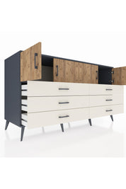 Kronos Konsol 2 Raflı 6 Çekmeceli 4 Kapaklı 176x59x99 Antrasit-Çam/Aytaşı