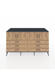 Kronos Konsol 2 Raflı 6 Çekmeceli 4 Kapaklı 176x59x99 Antrasit-Çam