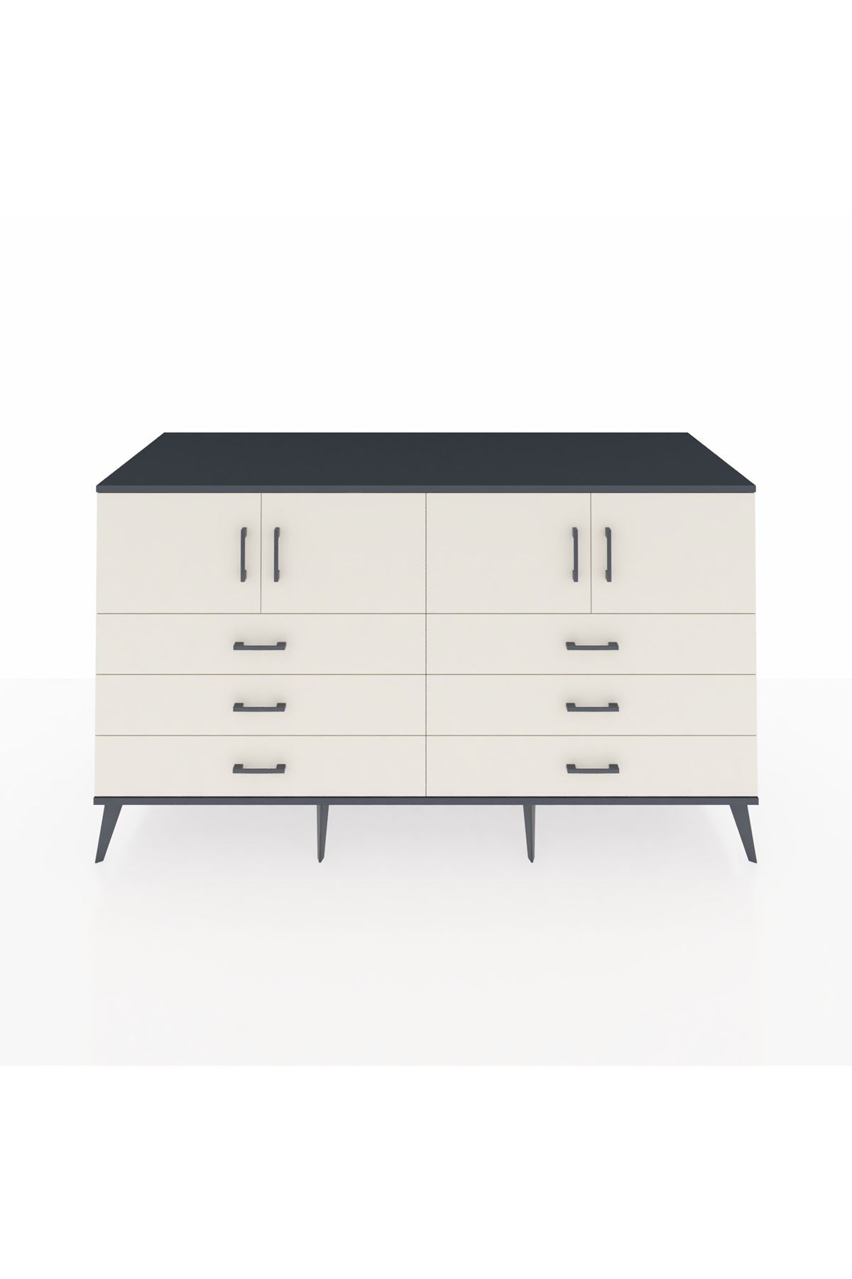 Kronos Konsol 2 Raflı 6 Çekmeceli 4 Kapaklı 176x59x99 Antrasit-Aytaşı