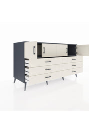 Kronos Konsol 2 Raflı 6 Çekmeceli 4 Kapaklı 176x59x99 Antrasit-Aytaşı