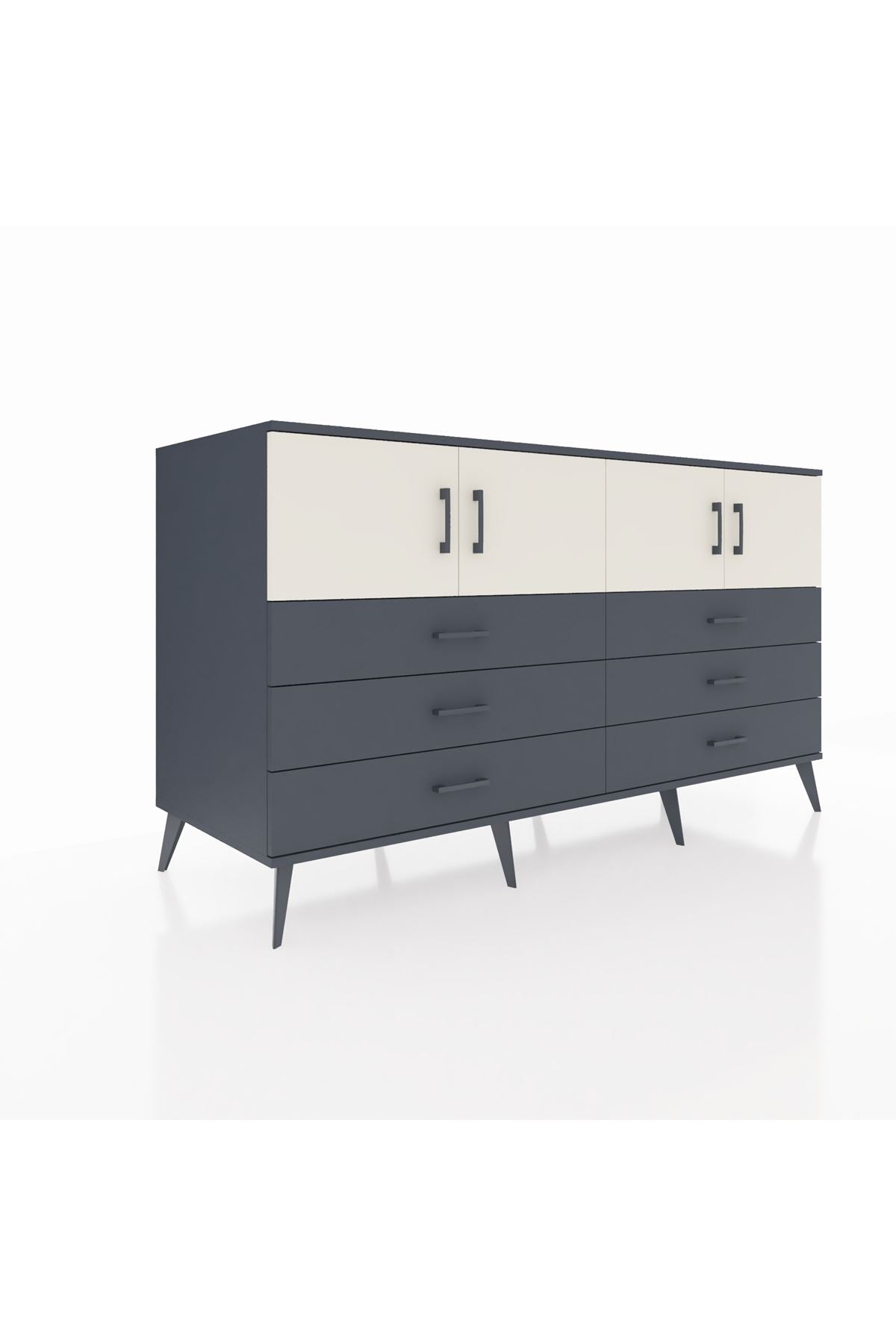 Kronos Konsol 2 Raflı 6 Çekmeceli 4 Kapaklı 176x59x99 Antrasit-Aytaşı/Antrasit