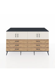 Kronos Konsol 2 Raflı 6 Çekmeceli 4 Kapaklı 176x59x99 Antrasit-Aytaşı/Çam